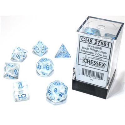 Chessex CHX27581 Borealis: D7 Icicle/Light Blue Polyhedral | Jack's On Queen