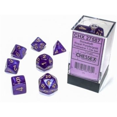 Chessex CHX27587 Borealis: D7 Royal Purple/Gold Polyhedral | Jack's On Queen