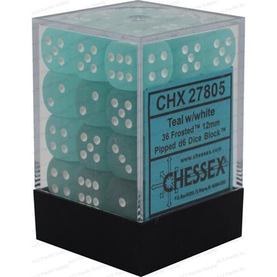 Chessex CHX27805 36D6 Frosted: 36D6 Teal / White | Jack's On Queen