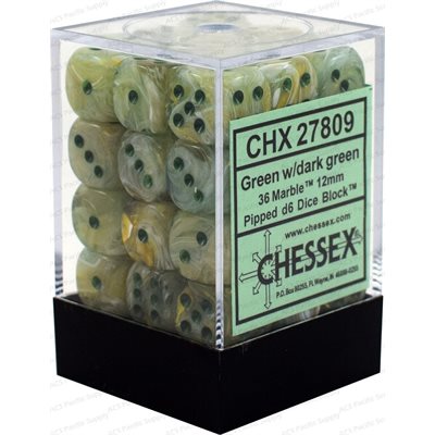 Chessex CHX27809 36D6 Frosted: 36D6 Green / Dark Green | Jack's On Queen