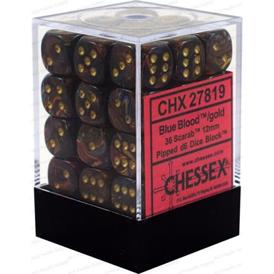 Chessex CHX27819 36D6 Frosted: 36D6 Blue Blood / Gold | Jack's On Queen