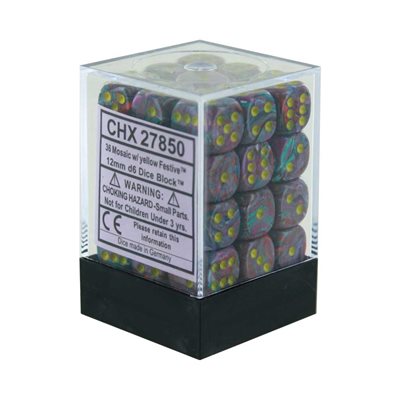 Chessex CHX27850 Festive: 36D6 Mosaic / Yellow | Jack's On Queen