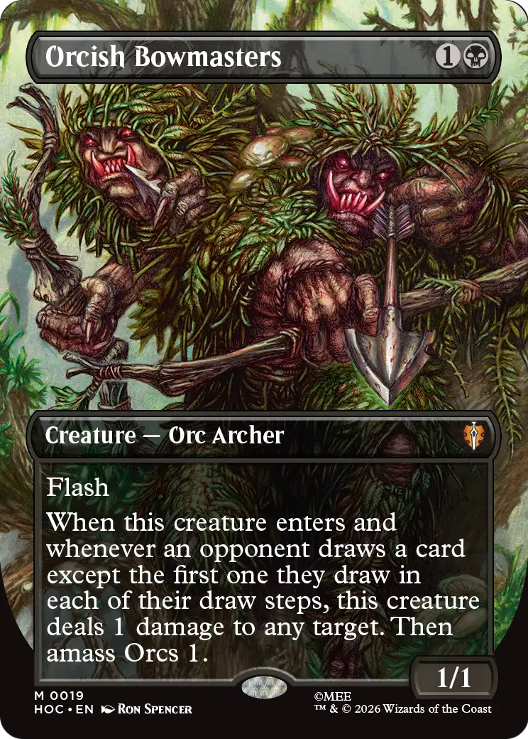 Orcish Bowmasters (Borderless) (Surge Foil) [The Hobbit: Eternal-Legal] | Jack's On Queen