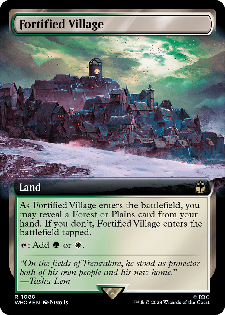Fortified Village (Extended Art) (Surge Foil) [Doctor Who] | Jack's On Queen
