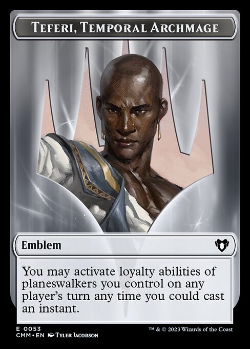 Bird // Emblem - Teferi, Temporal Archmage Double-Sided Token [Commander Masters Tokens] | Jack's On Queen