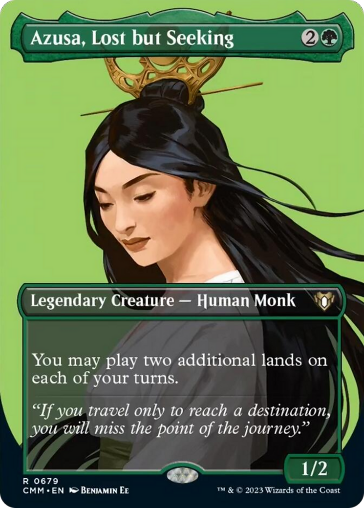 Azusa, Lost but Seeking (Borderless Profile) [Commander Masters] | Jack's On Queen