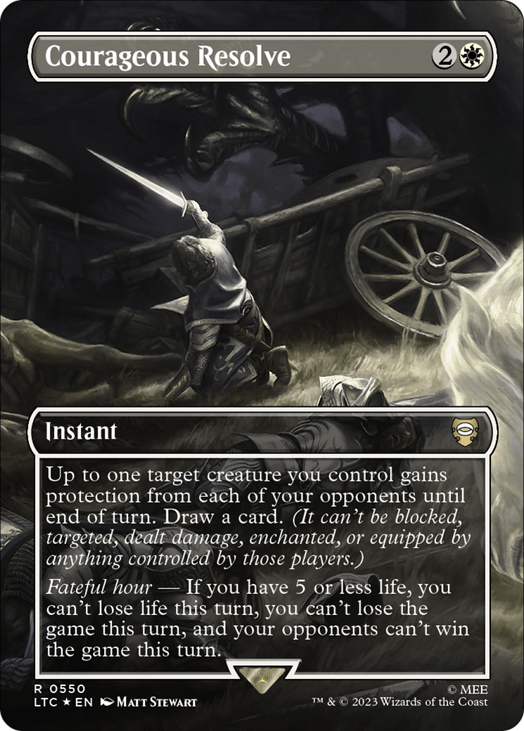 Courageous Resolve (Borderless) (Surge Foil) [The Lord of the Rings: Tales of Middle-Earth Commander] | Jack's On Queen