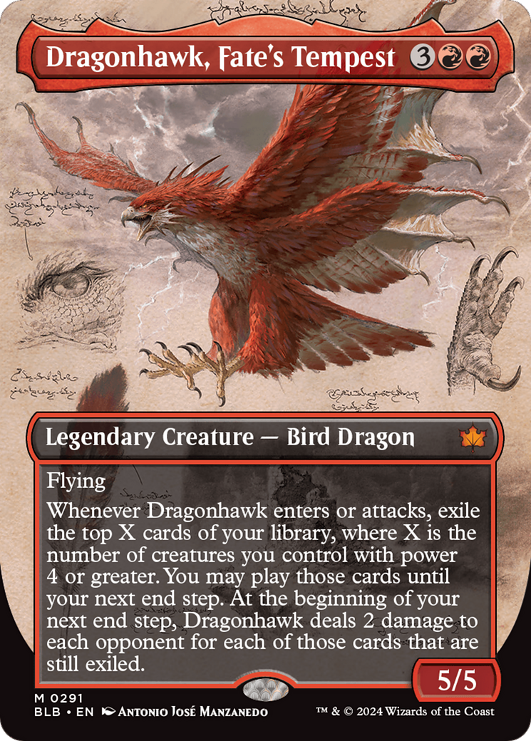 Dragonhawk, Fate's Tempest (Borderless) [Bloomburrow] | Jack's On Queen