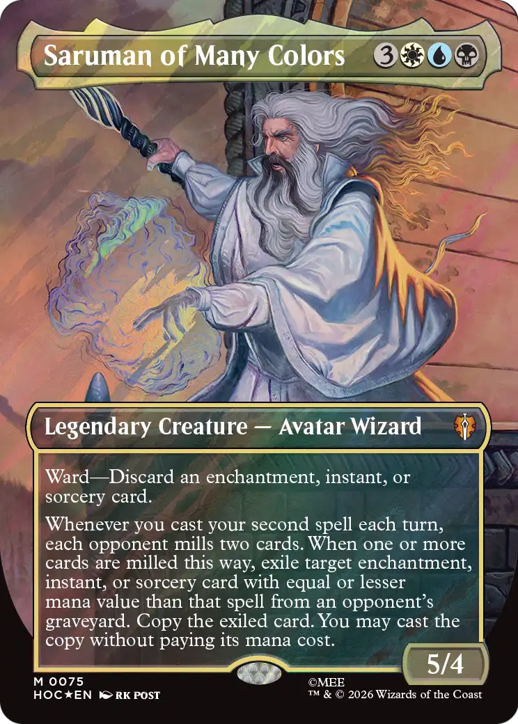 Saruman of Many Colors (Borderless) (Surge Foil) [The Hobbit: Eternal-Legal] | Jack's On Queen