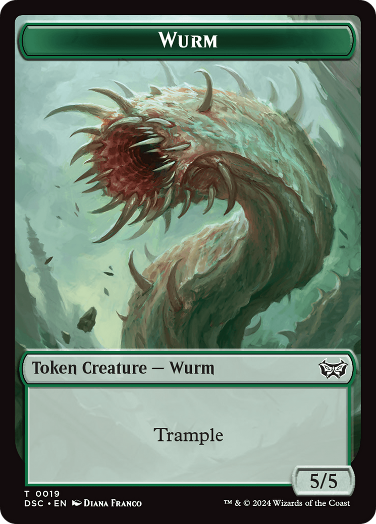 Wurm (0019) // Manifest Double-Sided Token [Duskmourn: House of Horror Commander Tokens] | Jack's On Queen