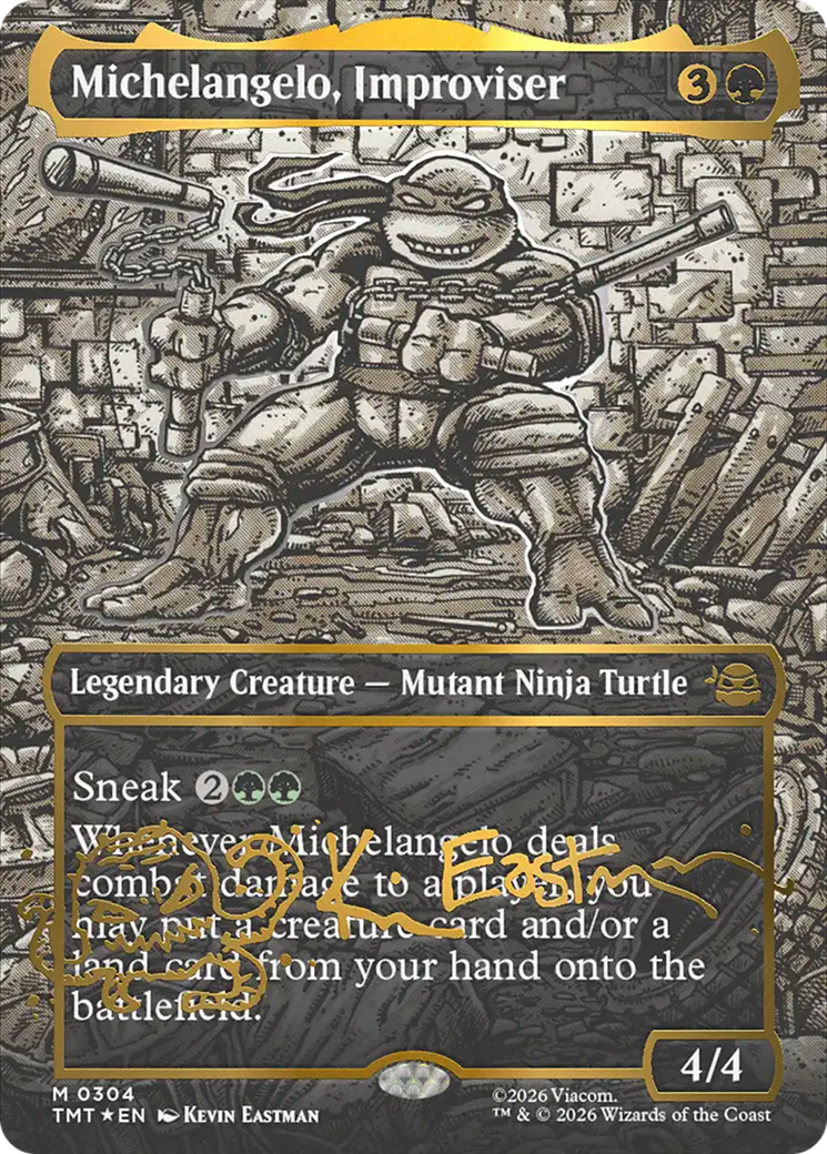 Michelangelo, Improviser (Borderless) (Gold-Stamped Signature) [Teenage Mutant Ninja Turtles] | Jack's On Queen