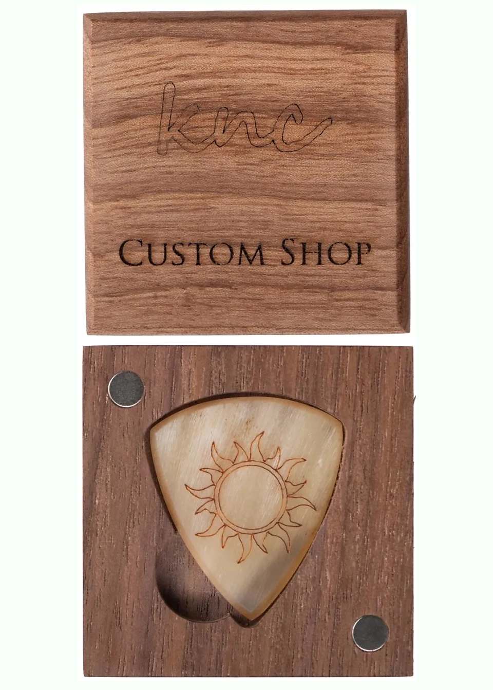 KNC Picks Burning Sun Guitar Pick with wooden box | Jack's On Queen