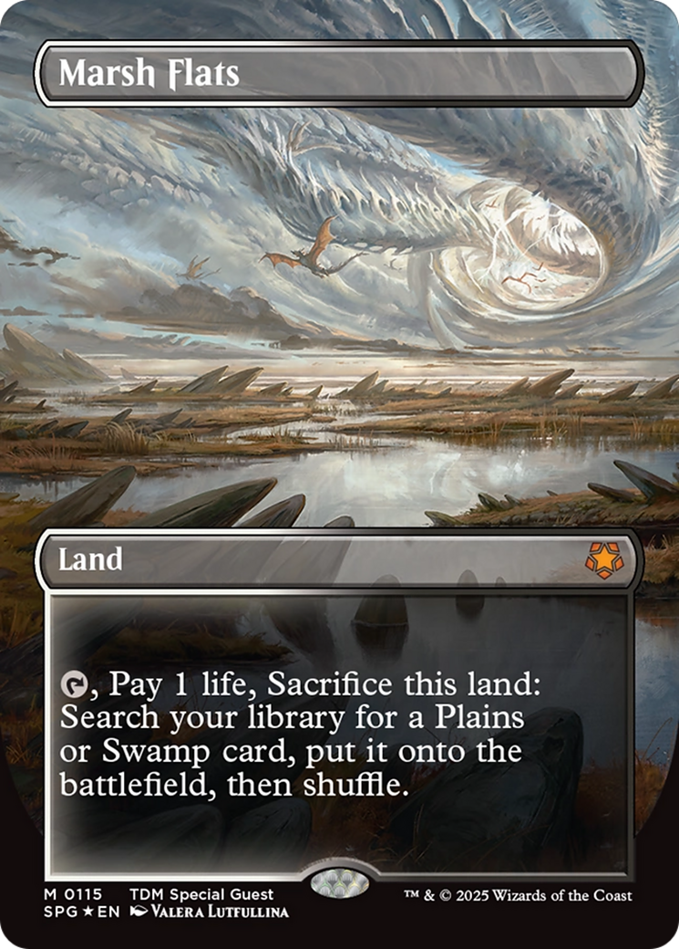 Marsh Flats (Borderless) (Dragonscale Foil) [Tarkir: Dragonstorm Special Guests] | Jack's On Queen