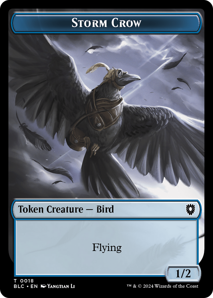 Storm Crow // Bird (003) Double-Sided Token [Bloomburrow Commander Tokens] | Jack's On Queen
