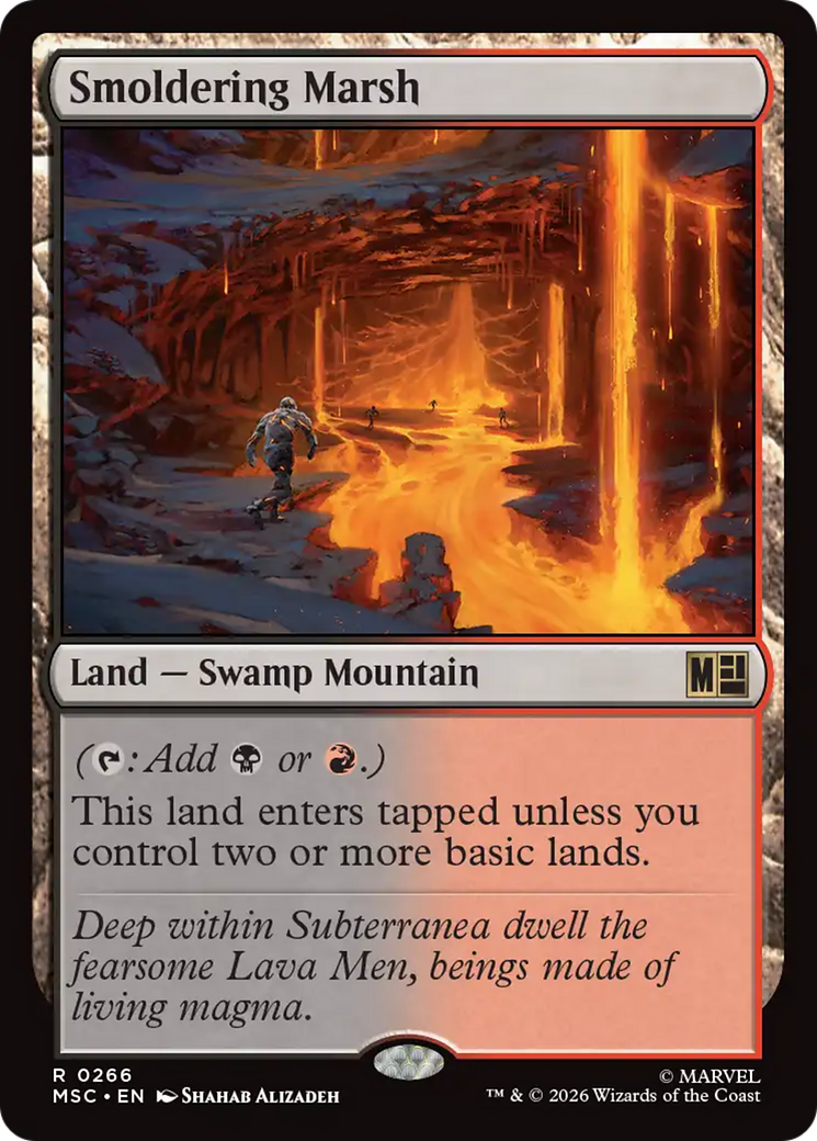 Smoldering Marsh (Surge Foil) [Marvel Super Heroes Commander] | Jack's On Queen
