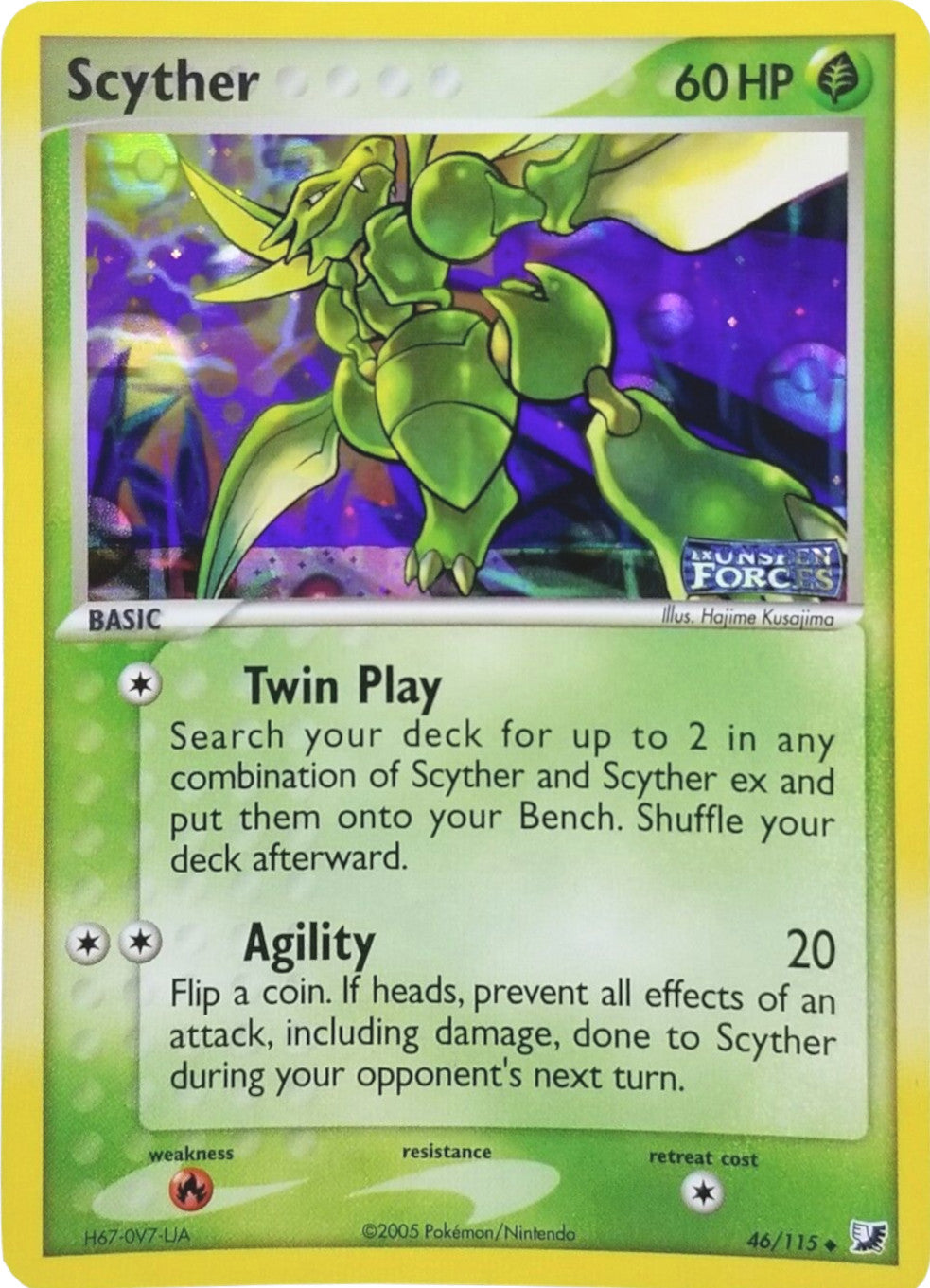 Scyther (46/115) (Stamped) [EX: Unseen Forces] | Jack's On Queen