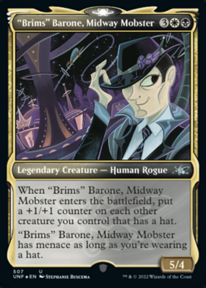 "Brims" Barone, Midway Mobster (Showcase) (Galaxy Foil) [Unfinity] | Jack's On Queen