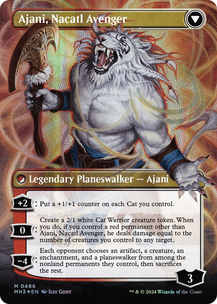 Ajani, Nacatl Pariah // Ajani, Nacatl Avenger (Borderless) (Textured Foil) [Modern Horizons 3] | Jack's On Queen