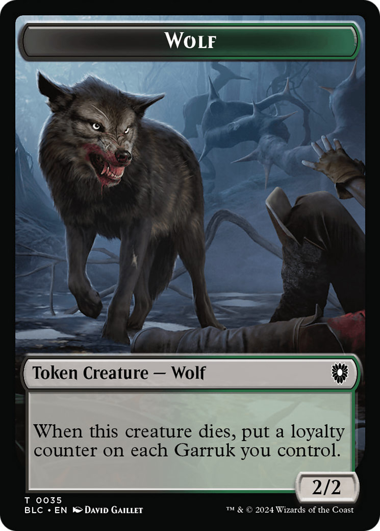 Human Soldier // Wolf (035) Double-Sided Token [Bloomburrow Commander Tokens] | Jack's On Queen