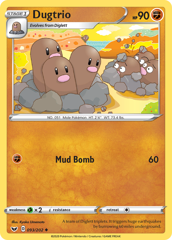 Dugtrio (093/202) [Sword & Shield: Base Set] | Jack's On Queen