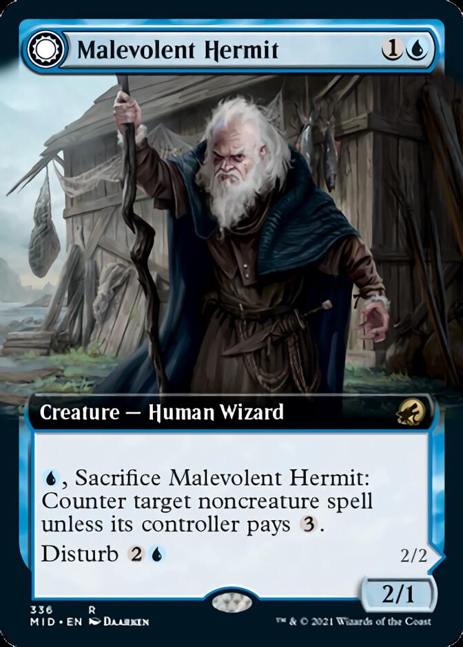 Malevolent Hermit // Benevolent Geist (Extended Art) [Innistrad: Midnight Hunt] | Jack's On Queen