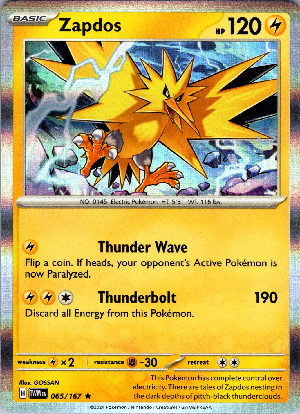 Zapdos (065/167) [Scarlet & Violet: Twilight Masquerade] | Jack's On Queen