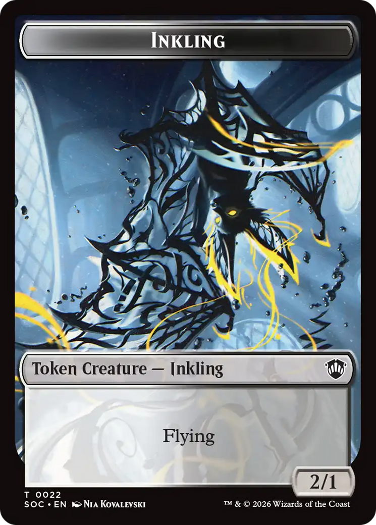Cat // Inkling (0022) Double-Sided Token [Secrets of Strixhaven Commander Tokens] | Jack's On Queen