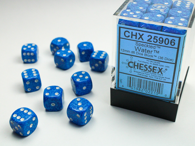 Chessex CHX25906 36D6 Speckled: Water | Jack's On Queen