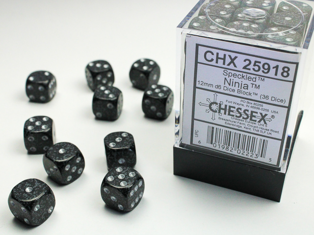 Chessex CHX25918 36D6 Speckled: Ninja | Jack's On Queen