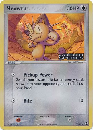 Meowth (77/113) (Stamped) [EX: Delta Species] | Jack's On Queen