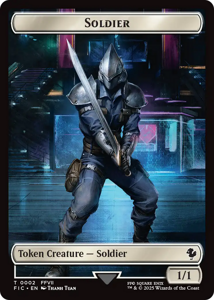 Soldier // Rebel Double-Sided Token (Surge Foil) [FINAL FANTASY Commander Tokens] | Jack's On Queen