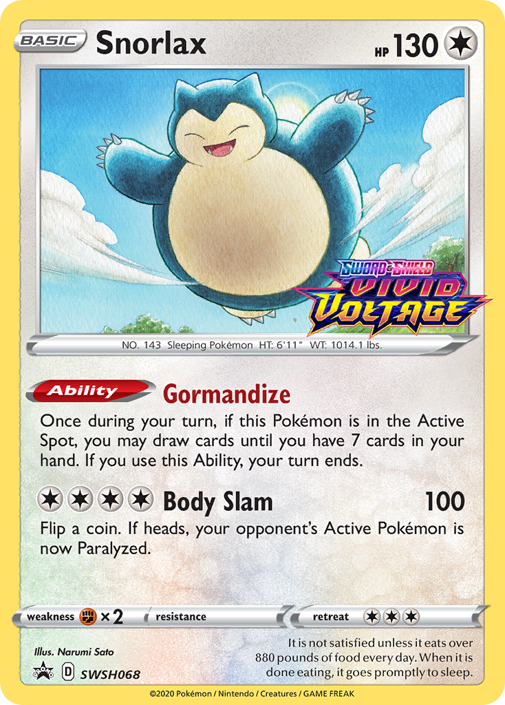 Snorlax (SWSH068) (Prerelease Promo) [Sword & Shield: Black Star Promos] | Jack's On Queen