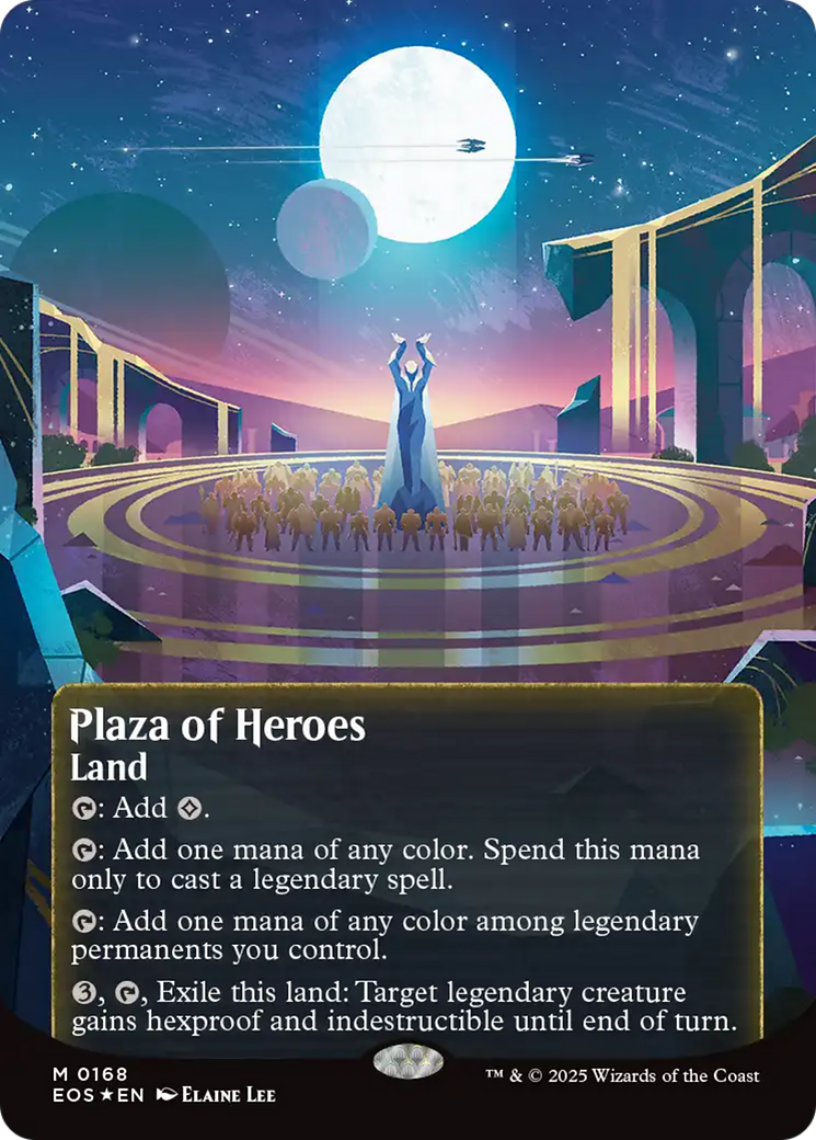 Plaza of Heroes (0168) (Borderless) (Galaxy Foil) [Edge of Eternities: Stellar Sights] | Jack's On Queen