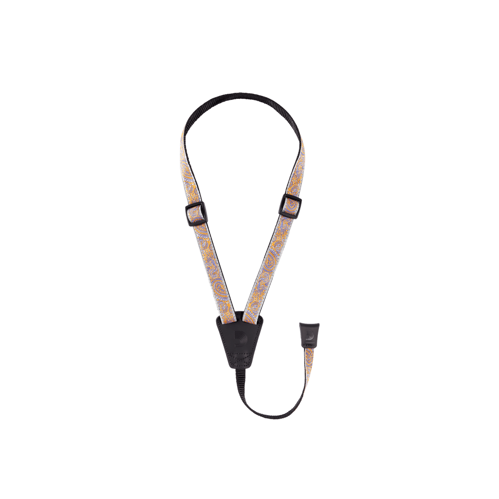 Cradle Jacquard Ukulele Strap Paisley, Gray/Orange | Jack's On Queen