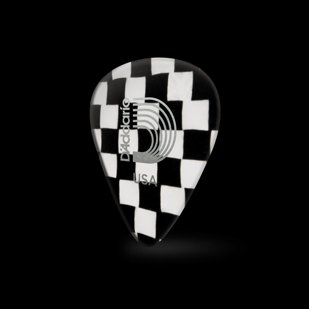 D'Addario CLASSIC CELLULOID PICK, CHECKERBOARD Light Gauge (.50mm), 10-Pack | Jack's On Queen
