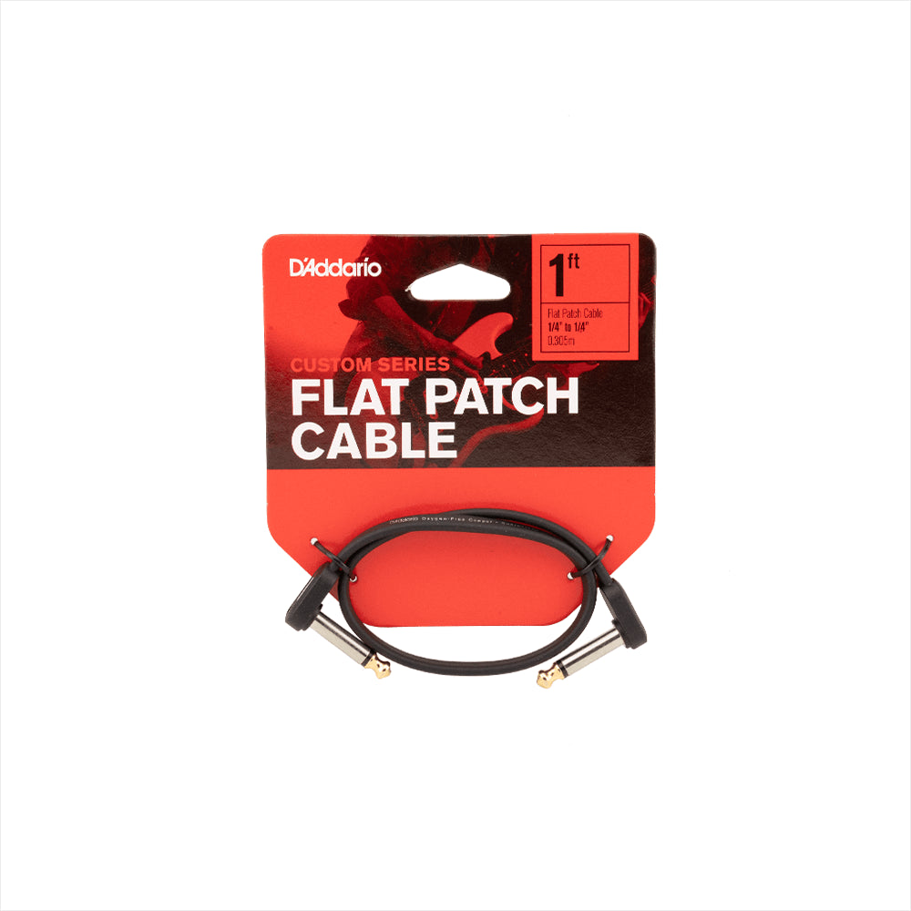 D'Addario FLAT PATCH CABLES Matching Right-Angle, 1 ft. PW-FPRR-01 | Jack's On Queen