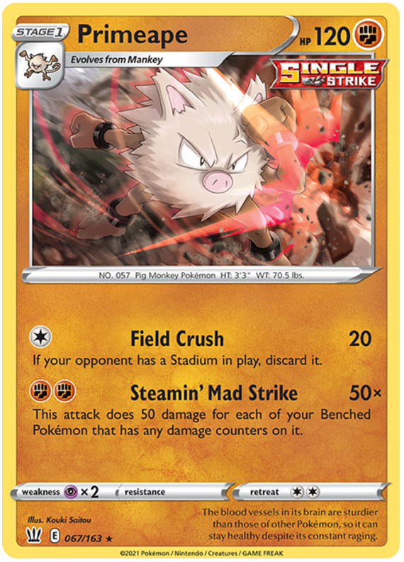 Primeape (067/163) [Sword & Shield: Battle Styles] | Jack's On Queen