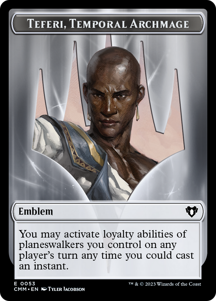 Clue // Emblem - Teferi, Temporal Archmage Double-Sided Token [Commander Masters Tokens] | Jack's On Queen