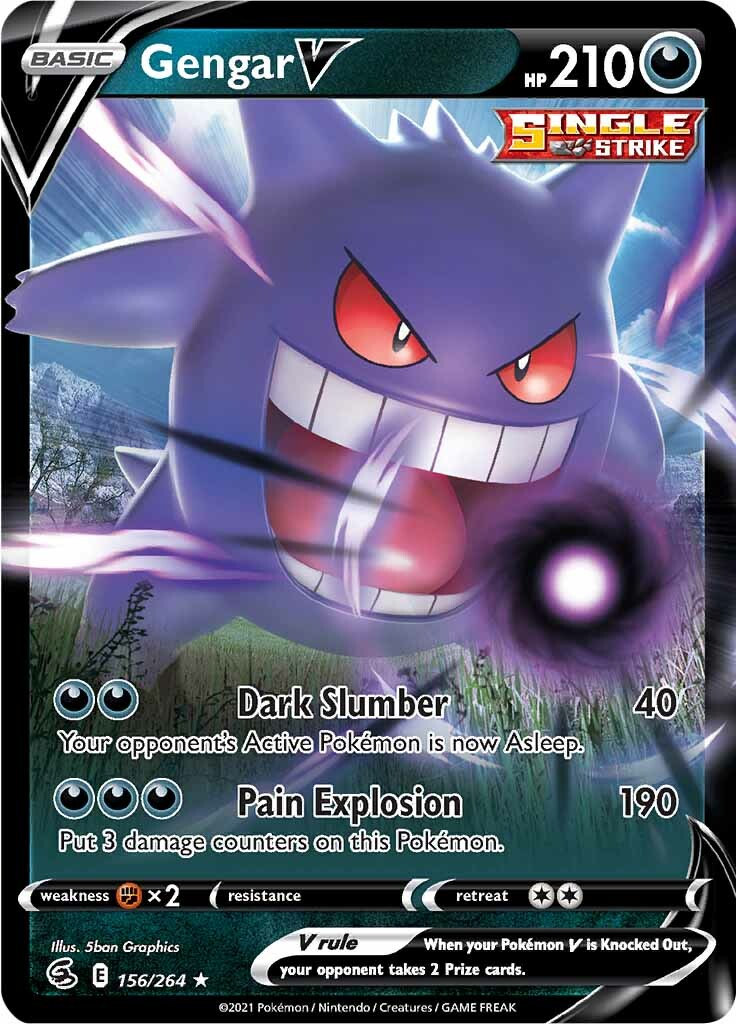 Gengar V (156/264) [Sword & Shield: Fusion Strike] | Jack's On Queen