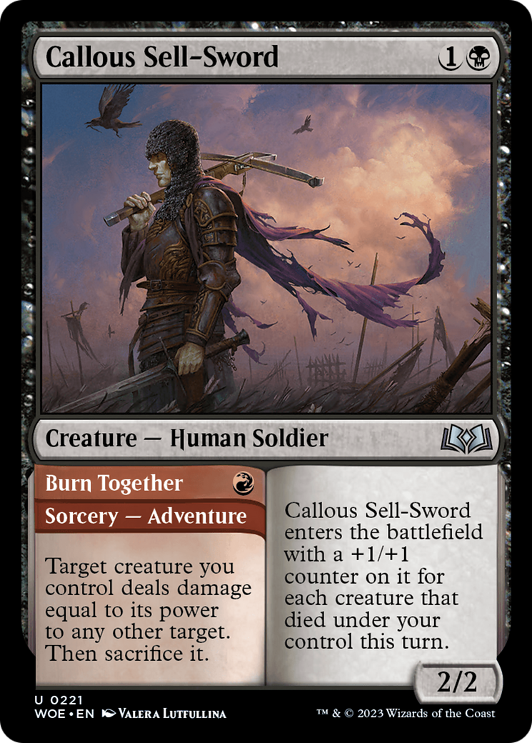 Callous Sell-Sword // Burn Together [Wilds of Eldraine] | Jack's On Queen