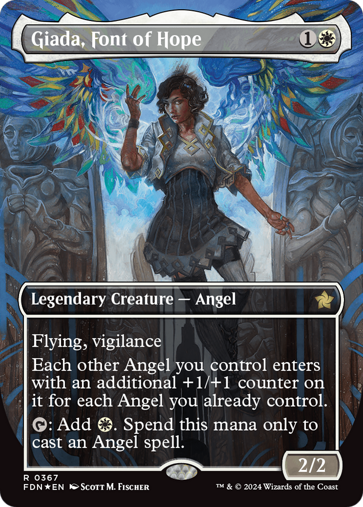 Giada, Font of Hope (Borderless) (Mana Foil) [Foundations] | Jack's On Queen