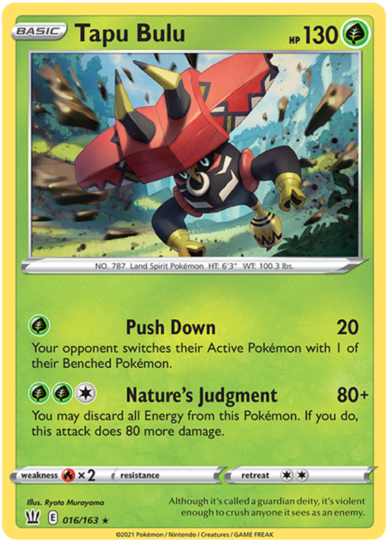 Tapu Bulu (016/163) (Theme Deck Exclusive) [Sword & Shield: Battle Styles] | Jack's On Queen