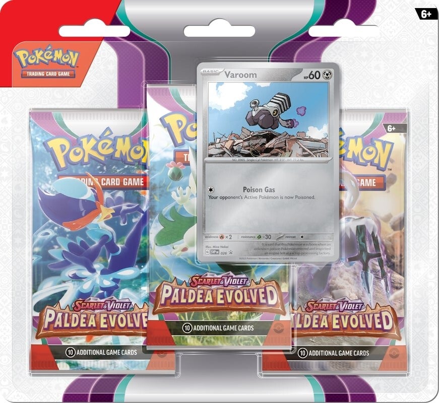 Scarlet & Violet: Paldea Evolved - 3-Pack Blisters (Varoom) | Jack's On Queen