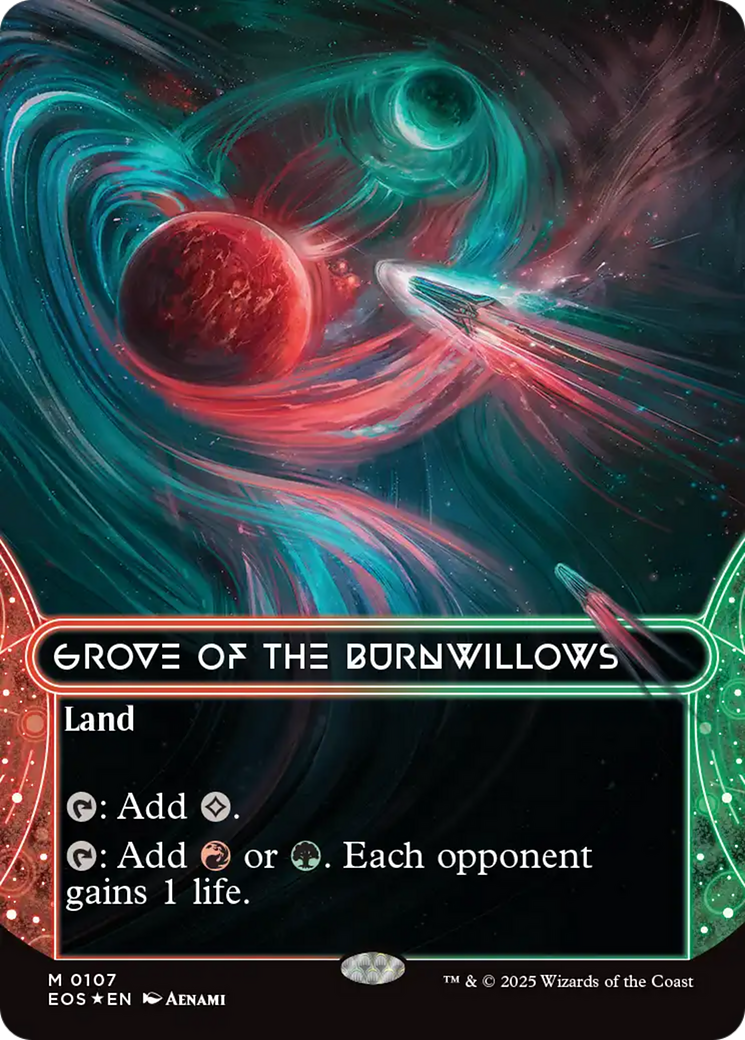 Grove of the Burnwillows (0107) (Borderless) (Galaxy Foil) [Edge of Eternities: Stellar Sights] | Jack's On Queen