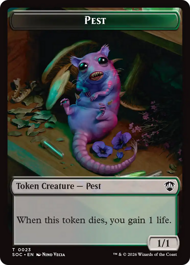 Saproling // Pest (0023) Double-Sided Token [Secrets of Strixhaven Commander Tokens] | Jack's On Queen