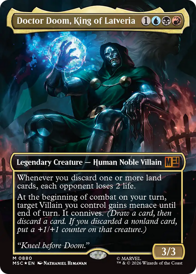 Doctor Doom, King of Latveria (Borderless) (Surge Foil) [Marvel Super Heroes Commander] | Jack's On Queen