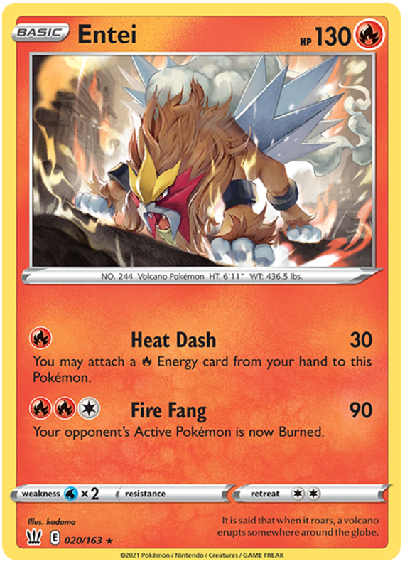 Entei (020/163) [Sword & Shield: Battle Styles] | Jack's On Queen