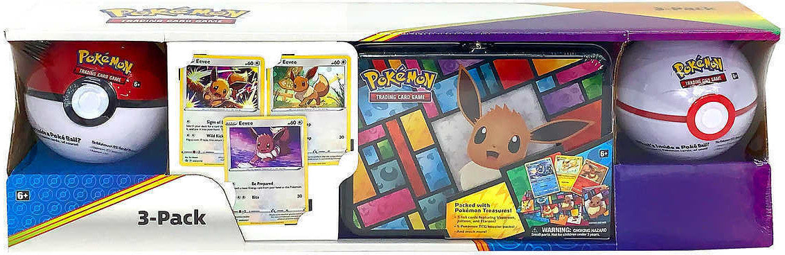 3-Pack (Eevee Treasure Chest/Poke Ball Tins) | Jack's On Queen