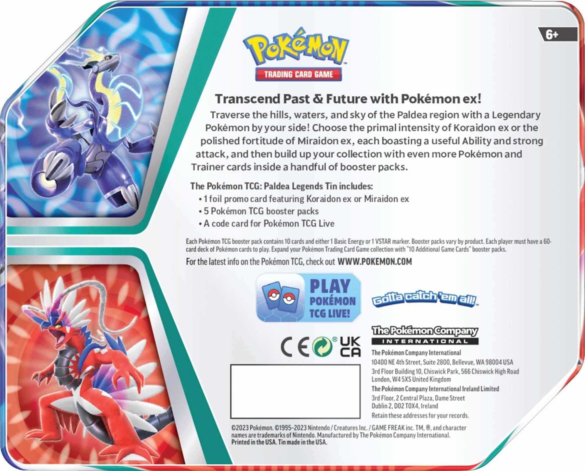 Paldea Legends Tins (Koraidon ex) | Jack's On Queen