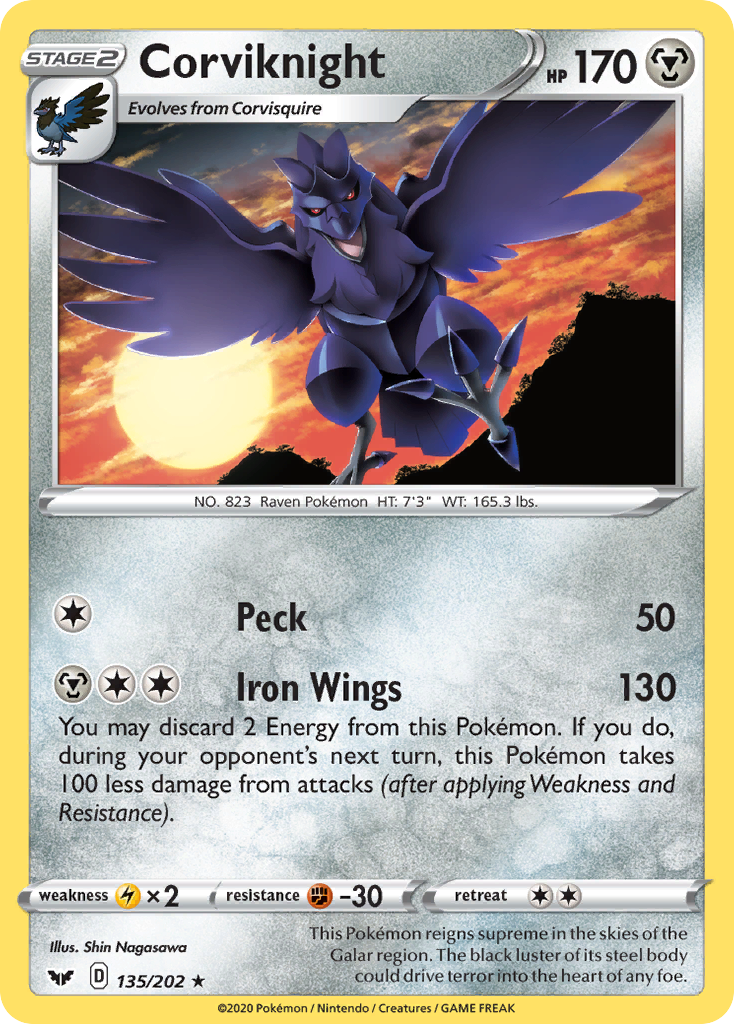 Corviknight (135/202) [Sword & Shield: Base Set] | Jack's On Queen